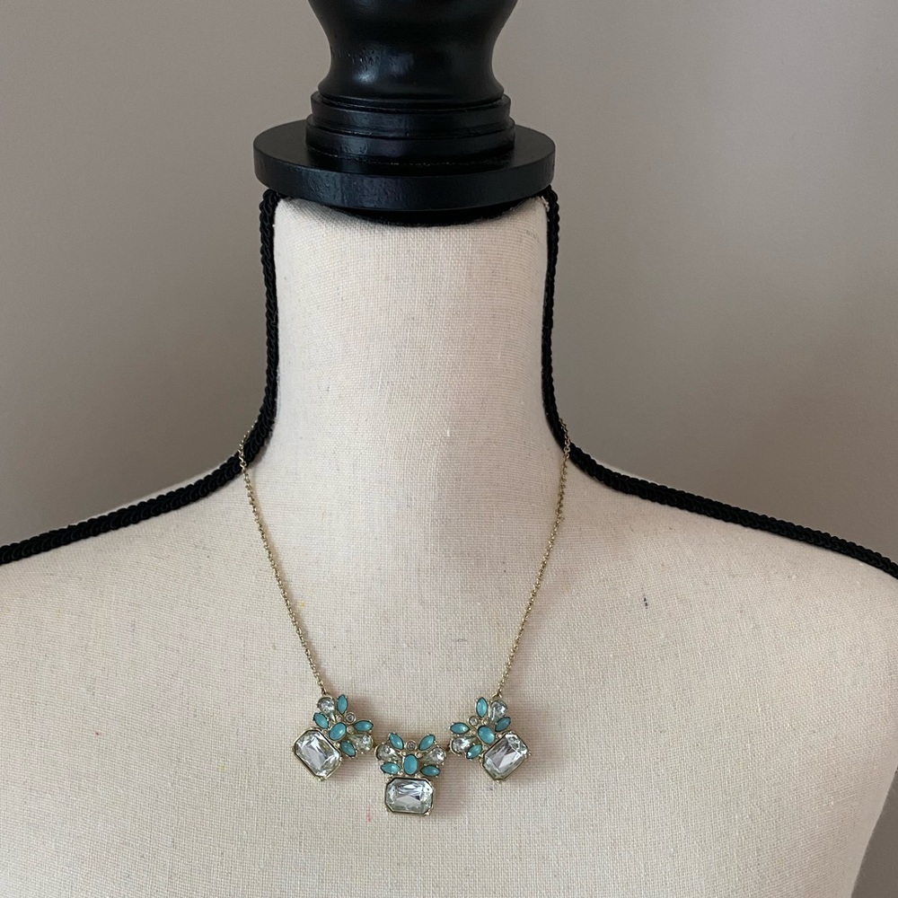 Banana Republic gold and aqua necklace. - Picture 2 of 11